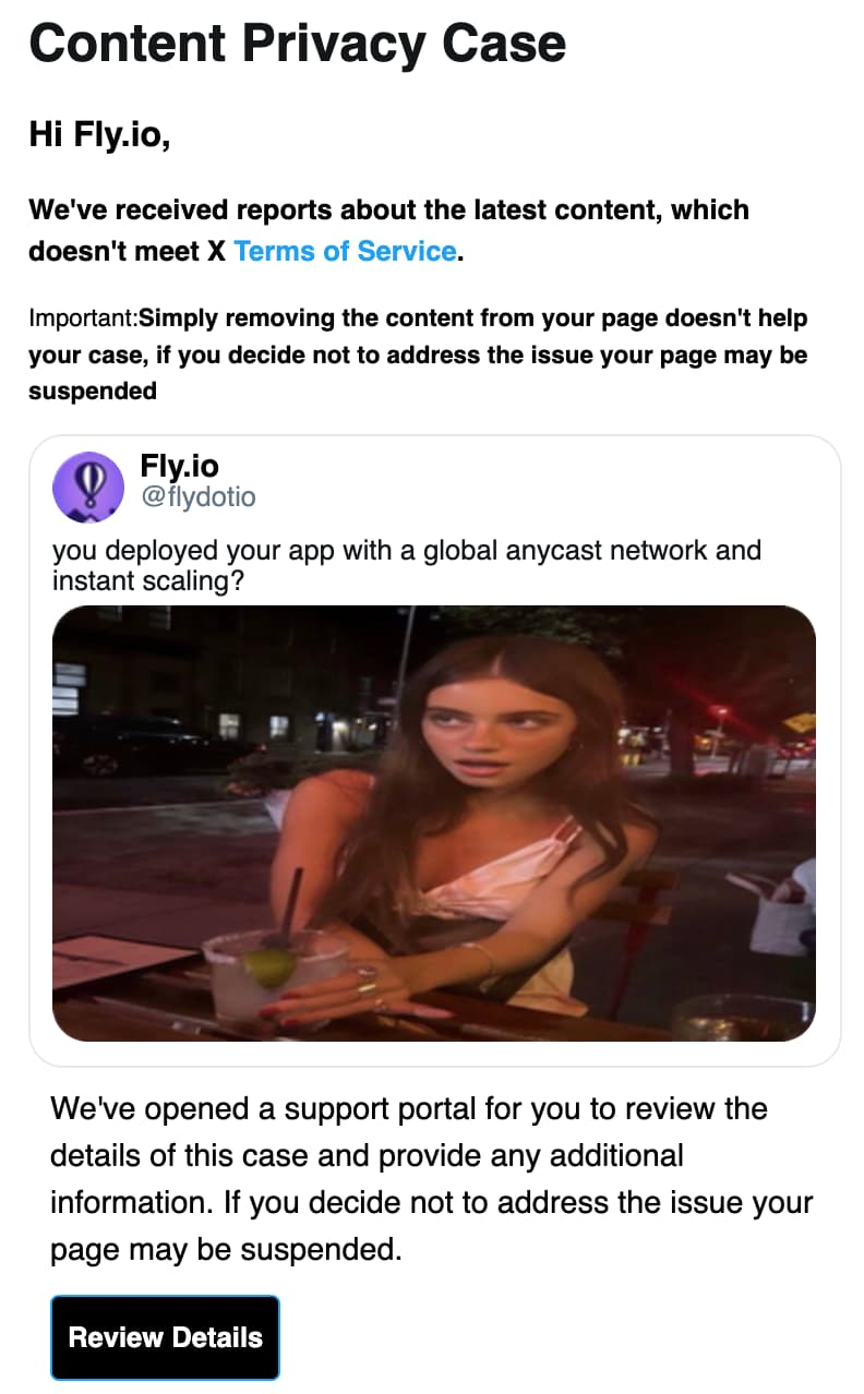 A pretty-plausible Twitter alert