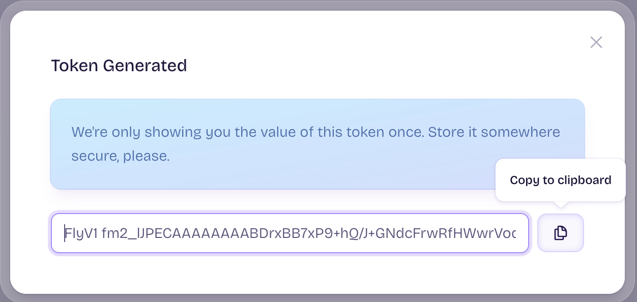 Obtaining an organization token via the dashboard