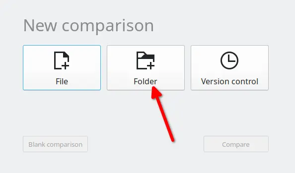 Meld application screenshot showing the compare directory button